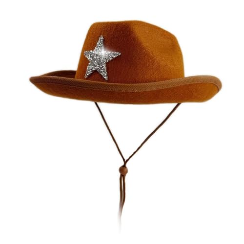 YPREWY Sombreros para niños con diamantes de imitación de estrella brillante, sombrero Fedoras para Halloween, accesorio de disfraces, accesorios de disfraz para niños