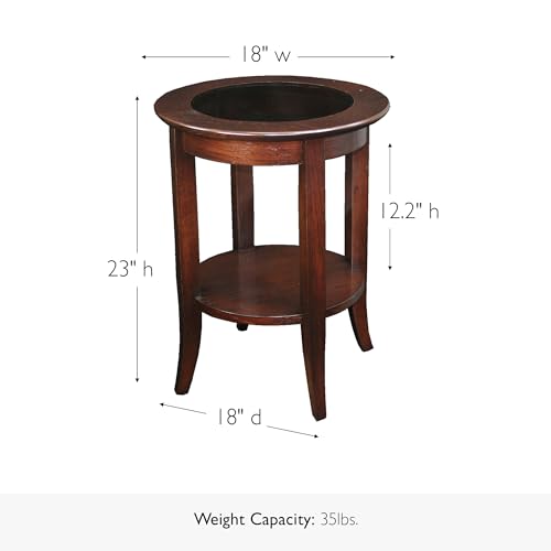 Image of Leick Home Sheldon Round End Table, 18 inch, Chocolate Oak
