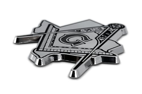 Image of Elektroplate Texas Masonic Square and Compass All Metal Emblem for Cars, Trucks, and All Auto | Universal Fit at 3.25 inch x 3 inch | Weatherproof
