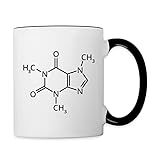 Spreadshirt Kaffee Chemische Formel Koffein Tasse zweifarbig, Weiß/Schwarz