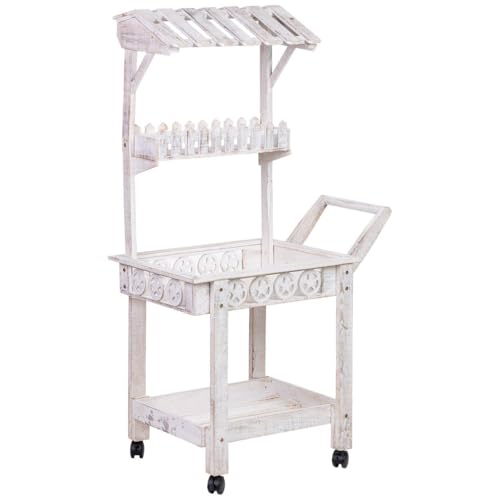 WANDERLUST DECO Carro expositor estantería de madera 80x45x140h cm