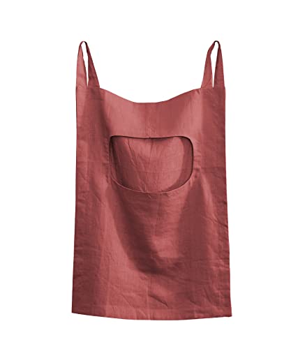 Amazhiyu 100% Linen Door Hanging Laundry Hamper Bag, 19x27 Inches Red
