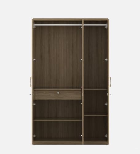 Image of Mintwud Pepperfry Engineered Wood Wardrobe with 3 Doors Storage and 2 Hanging Rod | Wooden Almirah Cupboard for Clothes Storage Organizer for Living Room Home Bedroom Furniture (Cream Finish)