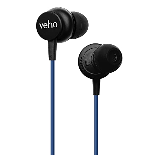 Veho Z-3 Wired Earphones | Microphone and Volume Control | 13mm Drivers | Sound Isolating | Earbuds - Blue (VEP-104-Z3-B)