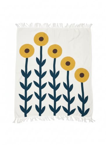 Image of Soft Throw Blanket | Used Both Indoor and Outdoor | Blanket for Living Room | Bedroom | Hall | Kids Room | Sofa and Bed or Chair Throw (Sun Flower)