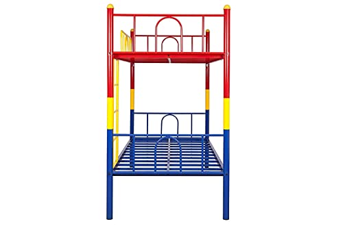 Image of Trios Single Size Kids Bunk Bed Without Storage Twin Over Twin Metal Bunk Cot | Double Decker Bed for Boys and Girls Room Furniture | Multicolor - 66 x 75 x 32 Inches(Design 3 (Multicolor-1)