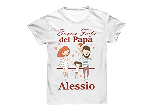 Maglietta papà - Nome Personalizzabile - Buona Festa del papà - Father's Day - Happy Family - Padre di Famiglia - T-Shirt Uomo - Festa del papà - Regalo Personalizzato - Padre