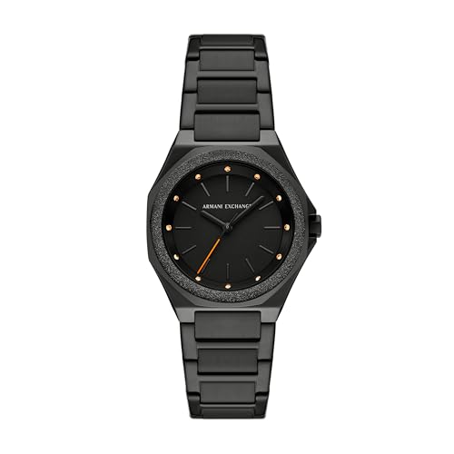 La Mejor Selección de Reloj Armani Negro Top 10. 44 Reloj para mujer Armani Exchange AX4621 Street de acero inoxidable en color negro