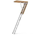 Aluminum Attic Ladder Pull Down System, 350-Pound Capacity, Lightweight and Portable, Convenient Access to Your Attic, Loft Ladder Fits 7'8"-10'3" Ceiling Height, 22.5" x 54"Opening (Grey)