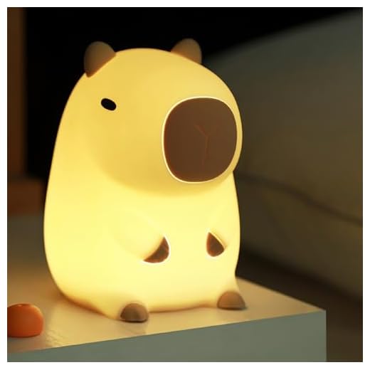 UNISHOP Lampara Nocturna Infantil Capibara Bebé Niños Luz Táctil Inalámbrico LED Luz Bebe de Silicona Pato Recargable por USB Tipo C Regalos Ideales de Cumpleaños, Navidad, Los Reyes Magos