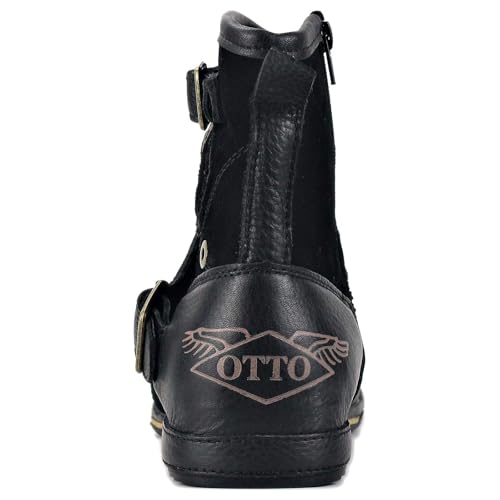 Leather Casual Motorcycle Combat Chukka Ankle Boots for Men with Side Zipper CD-5008-1-N-S3