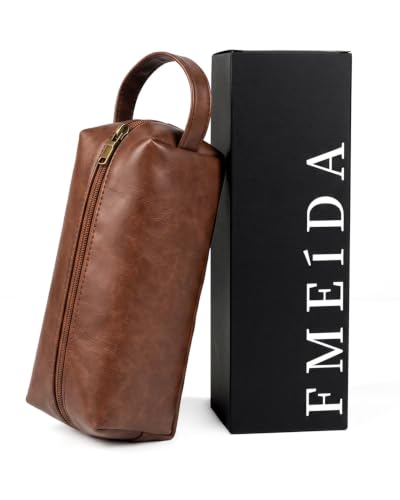 Image of Fmeida Vegan Leather Pencil Case Pouch, Office Supplies Gift for Men Women | Gift Box, Inner pocket, Carry handle, Water-resistant, for Coworkers Writers Teachers Designers