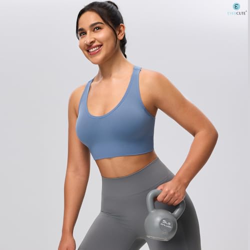 Image of Evercute Sports Bras for Women Padded Medium Support Criss Cross Strappy Bra Seamless High Impact Yoga Exercise Athletic Bras