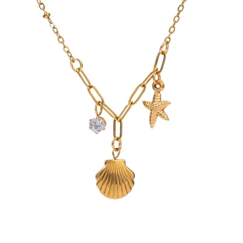 Collier acier inoxydable anti-noircissement pendentif étoile pierre naturelle femme