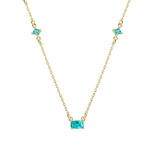 Collier Green Topaz Square Pendant 925 idée cadeau femme parfait