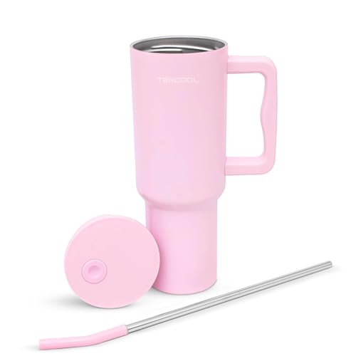Image of Tumbler with lid and Straw 1200ML Cup Stainless Steel Hot and Cold with Handle and Lid 2 Straw Vacuum Insulated Tumbler for Water, Iced Tea or Coffee Office Gym Travelling