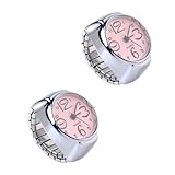 DIKACA 2 Relojes de Anillo de Cuarzo para Mujer y Hombre Números Grandes, Mini Reloj de Dedo de Metal Rosa, Accesorios Creativos y Modernos para Uso Diario