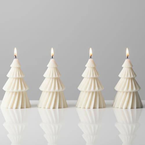 4 Stück Weihnachtsbaum kerzen - Tannenbaum Kerzen - Adventskerzen -...