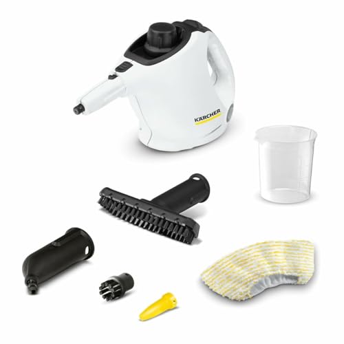 Kärcher Limpiadora de Vapor SC 1, tiempo de calentamiento: 3 minutos, potencia: 1200 W, depósito: 200 ml, con boquilla manual y cepillo redondo