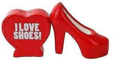 Set Of 1 I Love Heels Ceramic Magnetic Salt Pepper Shakers