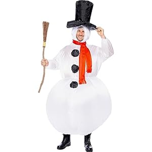Funidelia | Disfraz de muñeco de nieve hinchable para hombre y mujer Navidad, Snowman, Belén de Navidad – Disfraz para adultos accesorios para Fiestas, Carnaval y Halloween – Talla única – Blanco
