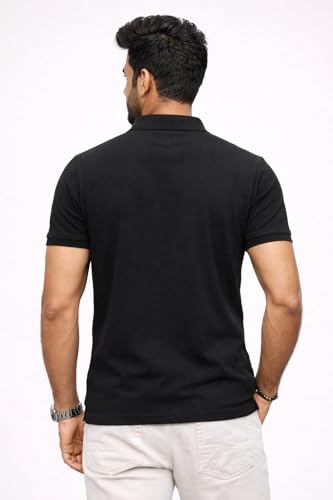 Image of Premium Pique Cotton Pocket Polo T-Shirt for Men | 210-220 GSM | Regular Fit | 2-Button Placket | Soft Breathable Fabric | XS-3XL