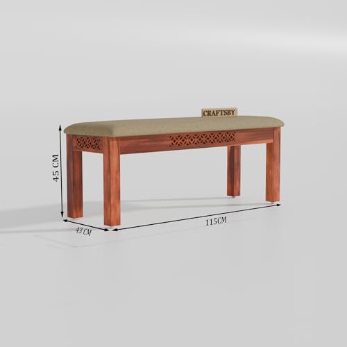 Image of 57 Inch Length Solid Sheesham Wood 6 Seater Dining Table Set | Six Seater Dinner Table with 4 Cushions Chairs & 1 Bench | Dinning Table Set 6 Seater for Living Room | Honey Finish
