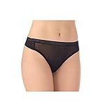 OnGossamer Women's Mesh Hi Cut Panty Thong, Black, Small/Medium