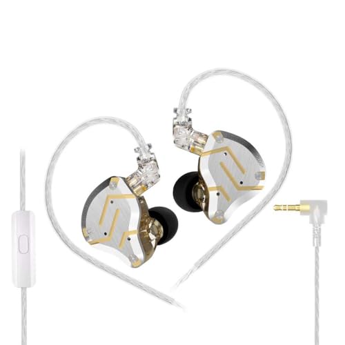 Image of KZ ZS10 Pro in-Ear Monitor Earphone with Mic, Hybrid Driver IEM (4 Balanced Armature+1 Dynamic Driver) 2Pin 0.75mm Connector, Detachable Cable 3.5mm Gold Plated Plug for Singers, Musician (Mic)