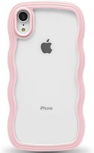 Image of amazon basics Back Cover for iPhone XR, Cute Curly Wave Case, Shock Proof, Grip, Soft TPU & Girls Stylish, Camera Bump Protector (Pink)