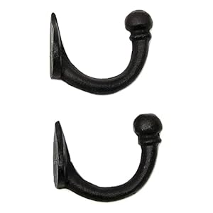 Set of 2 Rustic Vintage Style 25 Cast Iron Robe Towel Stocking Purse Hooks Hangers