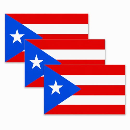 Image of Puerto Rican Flag Vinyl Flag Stickers, Car Decals, Waterproof Indoor Outdoor, Laptop Stickers, Car Bumper, Puerto Rico Flag, 5 x 3 Inches, Set of 3