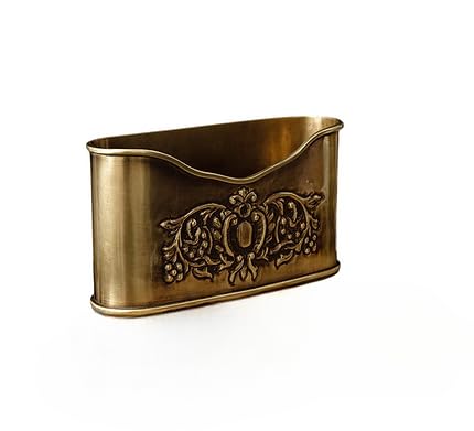 Soporte para caja de pañuelos de latón de lujo con diseño floral ornamental, mesa