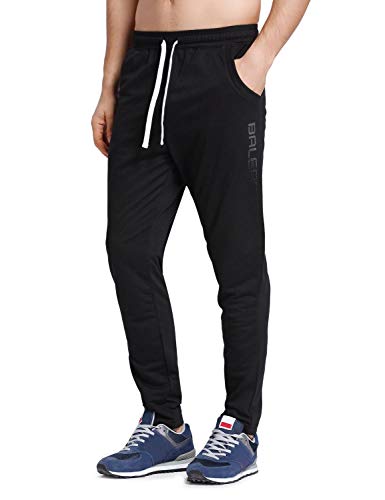 baleaf Men's Running Pants Slim Fit Tapered Joggers Sweatpants with Pockets Athletic Pants for Cold Weather Sports Workout Black L