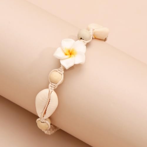 Image of Caiyao 2pcs Lovely Hawaiian Plumeria Rubra Anklet Bracelet Tropical Flower Bohemia Luau Beach Party Accessories for Women