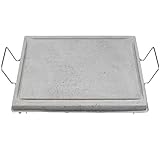 Pietra Lavica dell'Etna Professionale Piastra ollare 3cm con Supporto manici Metallo cottura Dietetica con Canale Raccogli Grassi per Barbecue e Fornelli Vari Forma Made in Italy (pietra 30x50)