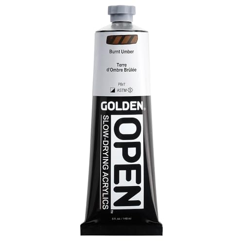 GOLDEN OPEN Slow-Drying Acrylics, Burnt Umber, 5 fl oz. tube,