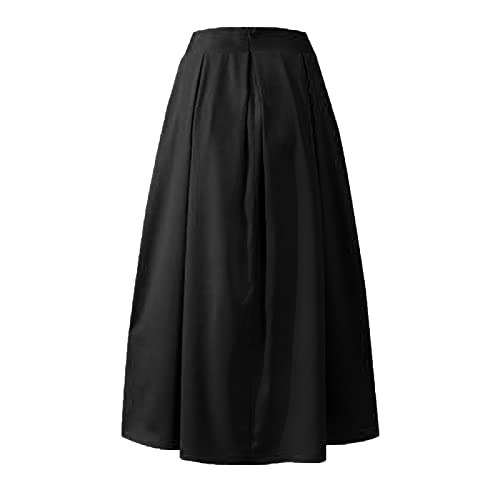 Womens 2023 Summer Casual Skirt Boho Elastic High Waist Pleated A-Line Flowy Swing Skirts Maxi Long Pocket Skirt3
