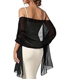 FURTALK Chiffon Shawl Wraps for Women Evening Dresses Soft Scarf Formal Wedding Bridal Scarves Black
