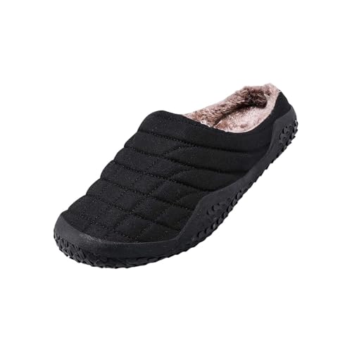 Zapatillas de piel de cordero para hombre 50 mantienen tus pies calientes en invierno. Zapatos negros Suela de cuero para hombre, Negro , 38 EU