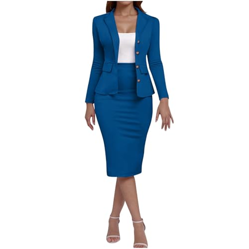 Women Two Piece Suit Skirt Set Business Casual Long Sleeve Blazer and Pencil Skirt Blazer Sets Women 2 Piece Outfits
