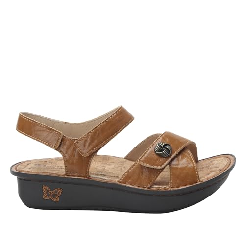 Image of Alegria Women Kelsi Cross Strap Adjustable Leather Sandal
