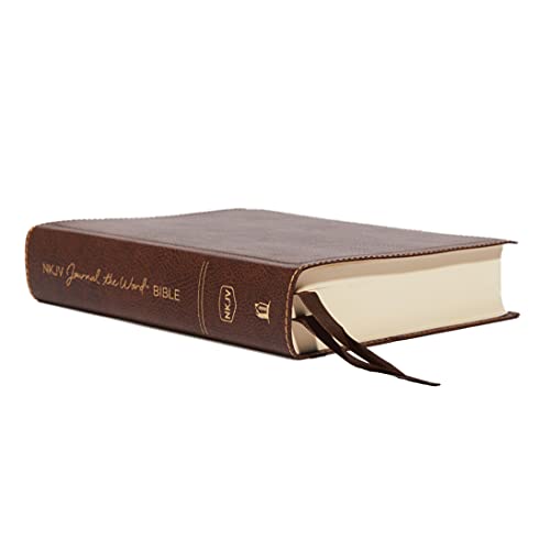 Image of NKJV, Journal the Word Bible, Large Print, Bonded Leather, Brown, Red Letter Edition: Reflect, Journal, or Create Art Next to Your Favorite Verses