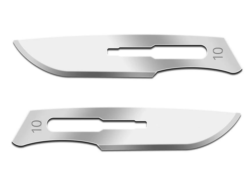 100/Bx Stainless Steel #10 Surgical Blades, High Grade Steel Sterile Individually Wrapped Disposable Scalpel Blades