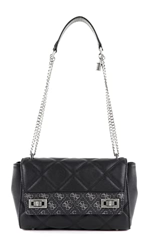 GUESS Bolsa de ombro com aba Katey, Carvão multi, One_size