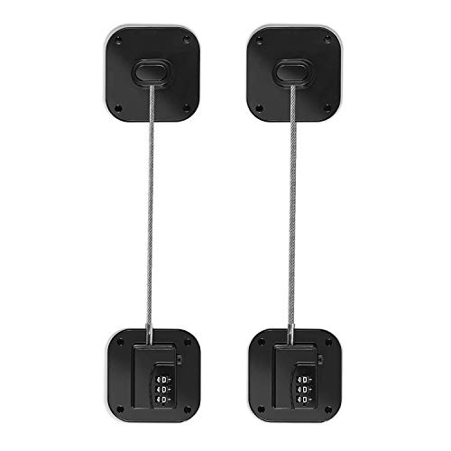 2 Pcs Multi-Function Locks with 3M Strong Adhesive - Refrigerator Door Locks, Mini Fridge Lock, File Cabinet Lock, Drawer Lock, Lock for Cabinet for Child Safety and Privacy (Black)