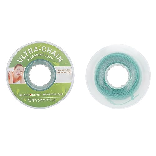 ANNWAH Dental Colorful Orthodontic Braces Rubber Chains,Dental Rubber Chains for Braces Power Chains for Orthodontic Treatment(Short,Green 35)