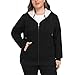 MoFiz Women's Plus Size Fleece Zip Up Hoodie Jacket Sherpa Lined Warm Coat Hooded Sweatshirts Black,4XL