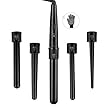 CkeyiN Lockenstab,Lockenstab Set 5 in 1 Multifunktions Austauschbare Keramikbeschichtung Curling Iron Lockenwickler Kit, mit einem Handschuh, Schwarz