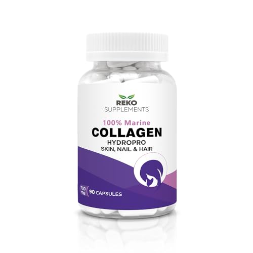 Collagen Supplements for Women Type 1 Hydrolysed Marine Collagen Peptides with Vitamin E C Iodine Zinc Copper B7 B2 90 Capsules High Strength hyaluronic Acid Supplements Biotin Tablets